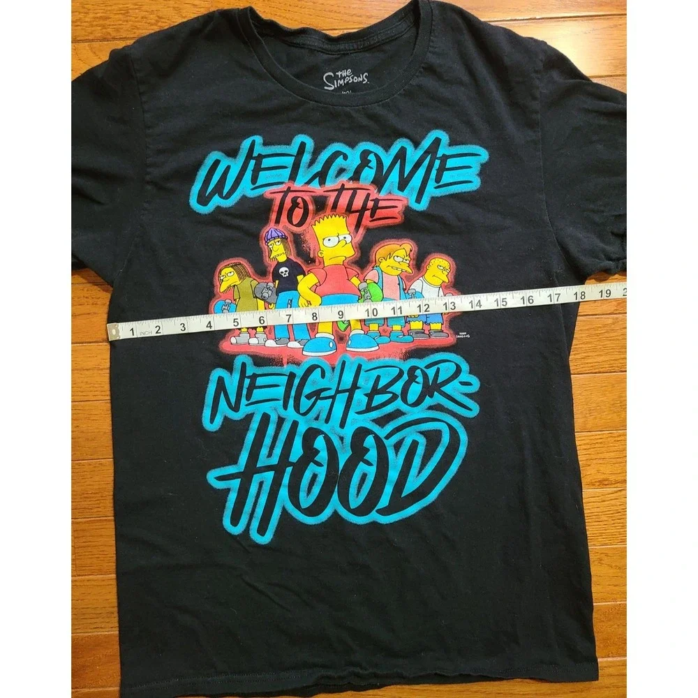 The Simpsons Welcome To The Neighborhood  Black‎ Graphic Tshirt Jr Youth Med